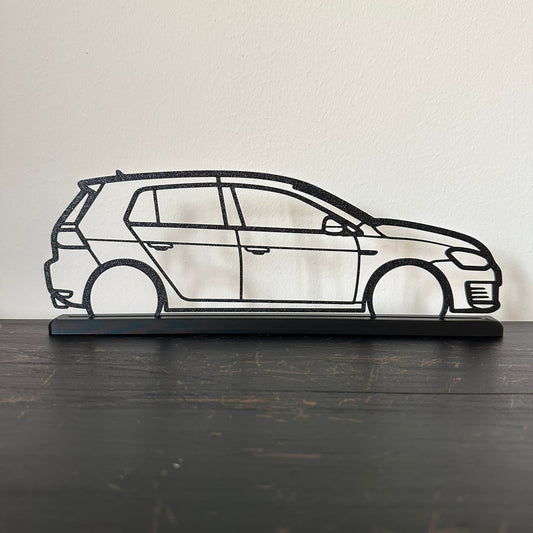 Volkswagen Golf 7 GTI Outline Wall Art | 3D Printed Car Silhouette